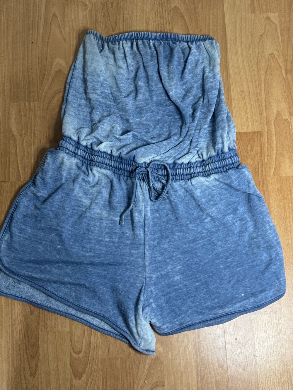 Forever 21 Light Blue Tie-Waist Strapless Romper